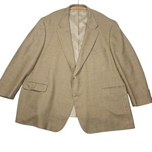 CM Gold Series VTG Windowpane Wool Bamboo Sport Coat Blazer Tan Sz 58 R